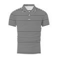 thumbnail image 4 of Dagugfen Tshirts for Men Short Sleeve Button Lapel V Neck Loose Striped Breathable Casual Fishing Shirts, 4 of 5