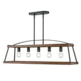 thumbnail image 5 of Golden Lighting Teagan 5-Light Linear Pendant in Natural Black with Rustic Oak Wood Accents, 5 of 6