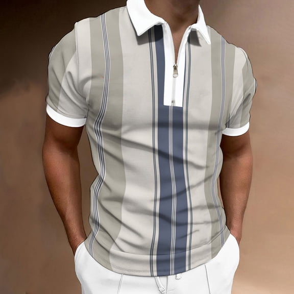 Aayomet Polo Shirts For Men Men Spring And Summer Tops Fashion Lapel Zipper Casual Soft T Shirts Unisex Beige,XL