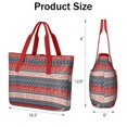 thumbnail image 3 of Tote Bag for Women - Red and Blue Christmas Knitted Pattern Shoulder Bag - Large Utility Work Duffle Bag with Zipper Handbag for Travel, Work, Sprots, 3 of 5