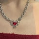 thumbnail image 4 of Collares con colgante de corazón Collares con colgante de amor de circón Collares de cadena gruesa, 4 of 5