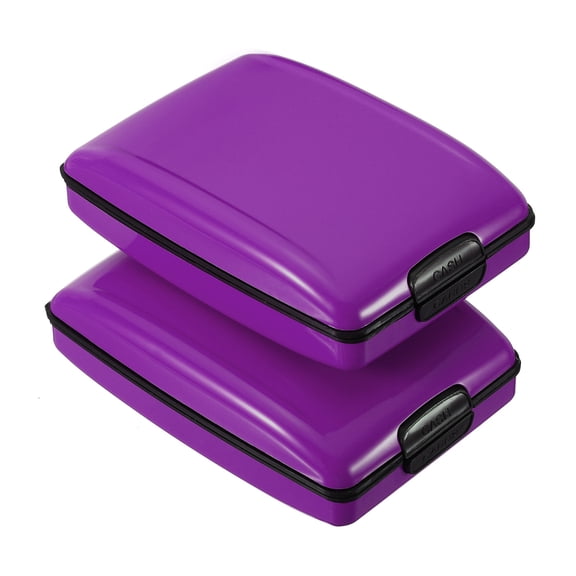 Uxcell RFID Wallet Credit Card Holder Aluminum Metal Women Men Purse Hard Case Purple 2 Pack