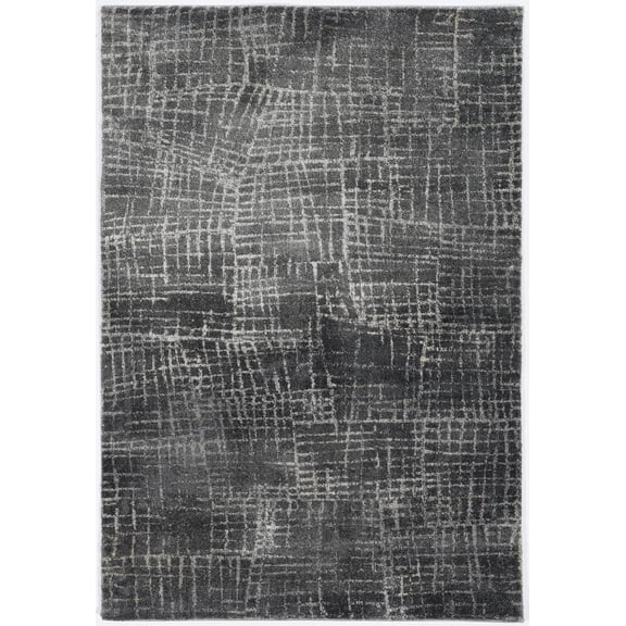 2' x 7' Grey Abstract Lines Runner Rug