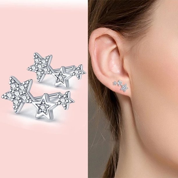 Pendiente de Mickey Mouse de Disney, pendiente de corazón de plata 925, pendientes de tuerca de entrenador de calabaza, pendientes de mariposa de estrella de plata para mujer, joyería Dengxun unisex