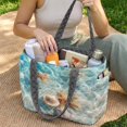 thumbnail image 2 of FOR U DESIGNS Beach Starfish Shell Print Quilted Tote Bag for Women, Reversible Handbag with Pockets, Double Sided Usable Hobo Purse Lightweight Tote Handbag for Work School, 2 of 6