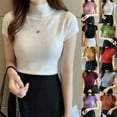 thumbnail image 3 of Womens Half turtleneck Sweater T-shirt With Sweater Underneath Slim Fit Crop Top, 3 of 11