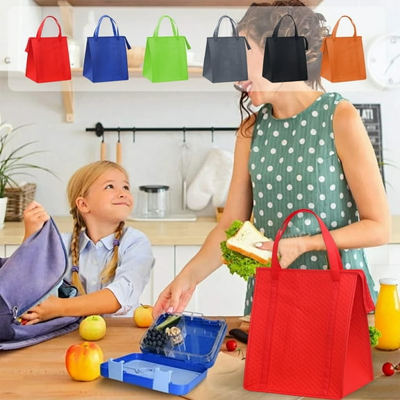 Insulated Tote Shopping Bag | Nonwoven Fabric & Thickened Aluminum Film Lining | Hot & Cold Preservation | Reinforced Handles | Large Reusable Grocery Cooler | 38x33x22cm | 1 Piece | Multiple Colors