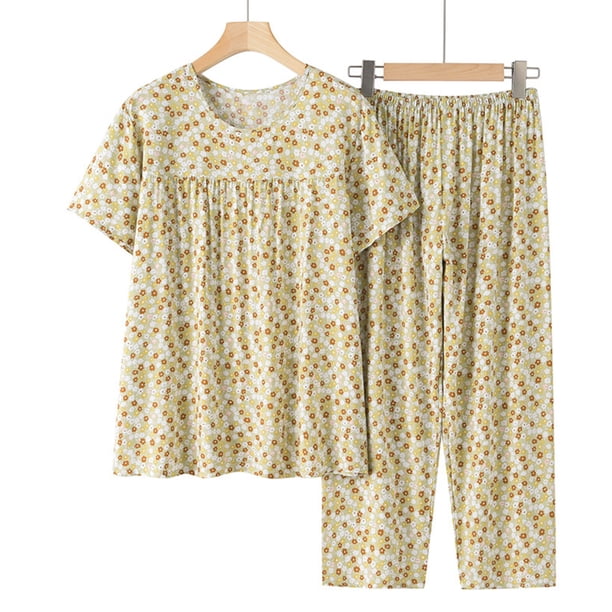 Puntoco, pantalones cortos de verano para mujer, algodón y lino, cuello redondo, manga corta, estampado, traje informal de dos piezas, liquidación Puntoco Puntoco-1461