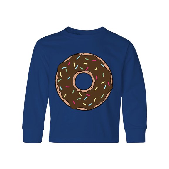 Inktastic Brown Donut, Donut With Colorful Sprinkles, Frosting Long Sleeve Youth T-Shirt