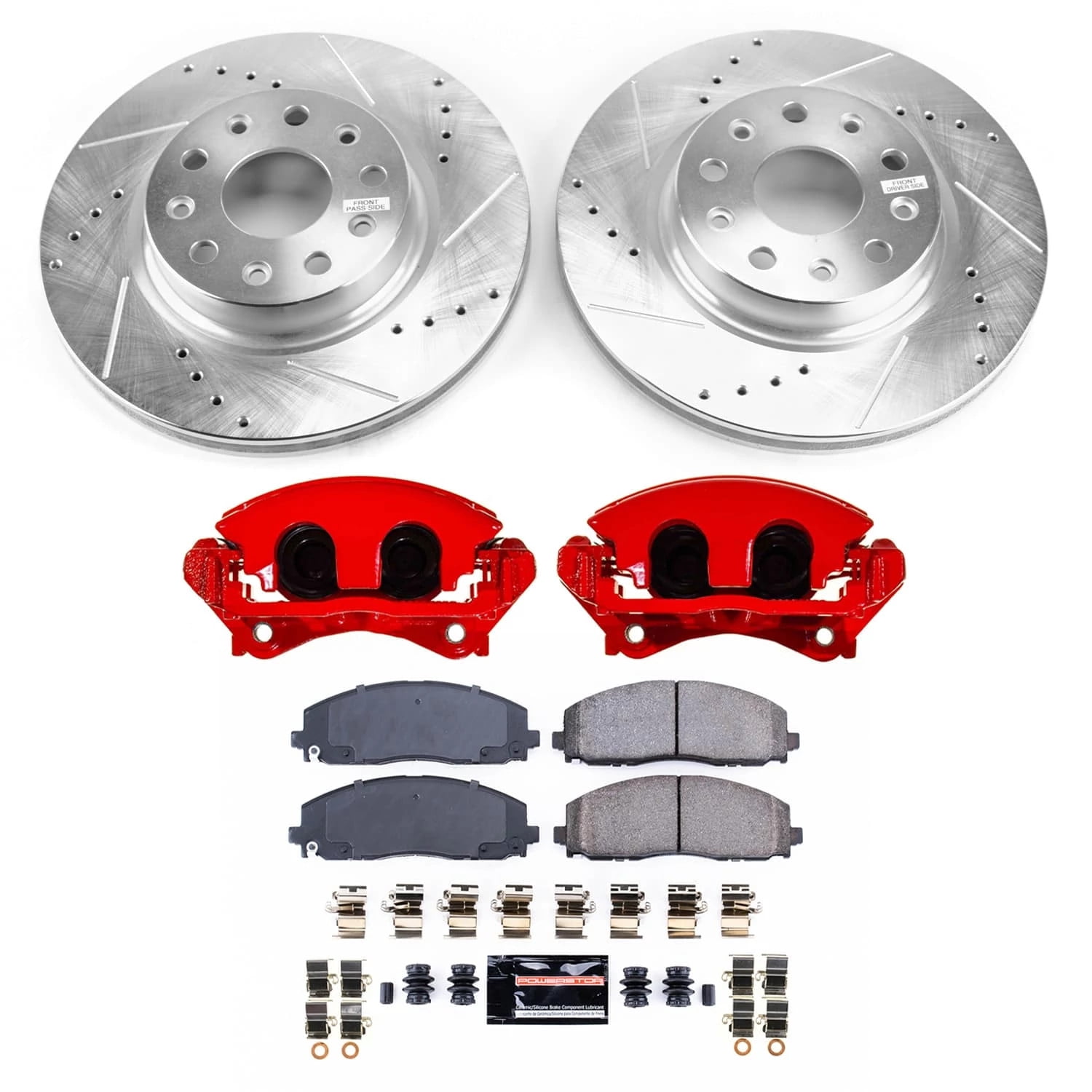 PowerStop Front Z23 Evolution Sport Brake Pad and Rotor Kit with Red Powder Coated Calipers Fits: JEEP Select Models KC7941A