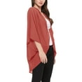 thumbnail image 2 of Women's Loose Fit 3/4 Sleeves Kimono Style Cover Up Solid Cardigan S-3XL Made in USA, 2 of 4