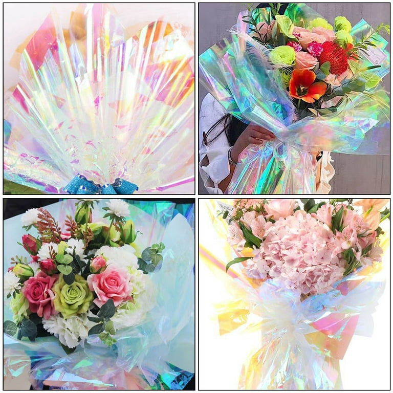 Nuolux Film Wrapping Gift Cellophane Iridescent Paper Flower Candy Sheet Roll Treats Package Bouquet Paper Bags Baskets Wrapper, Size: 23.62 x 1.57 x 1.57