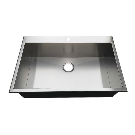 Gourmetier KDS332291BN Uptowne 33" Stainless Steel Self-Rimming Single Bowl Drop-In Kitchen Sink, Brushed