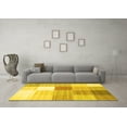 thumbnail image 3 of Ahgly Company Indoor Round Checkered Yellow Modern Area Rugs, 5' Round, 3 of 4