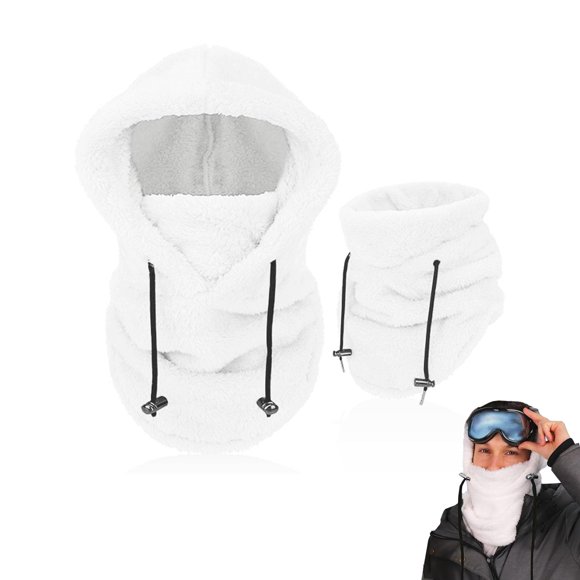 Gorra BOVVSKY Sherpa Hood - Máscara de esquí resistente al viento, color blanco