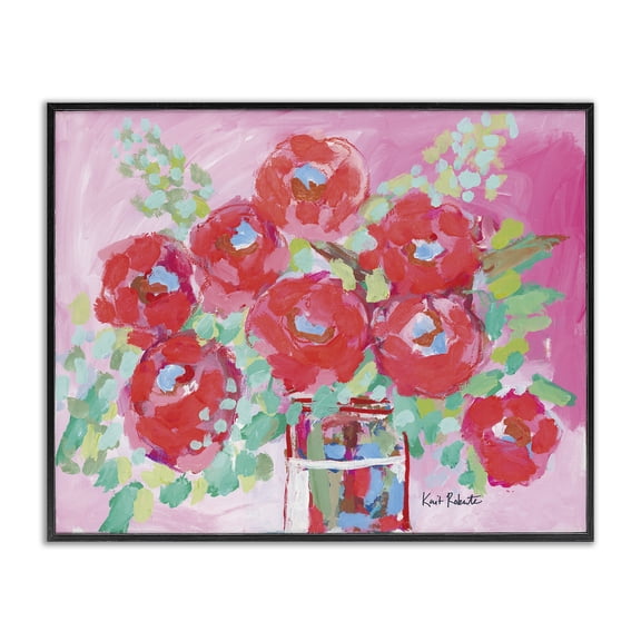 Stupell Industries Transitional Love to Bloom Pink Florals Black Framed Giclee Art, 14 x 11, by Kait Roberts