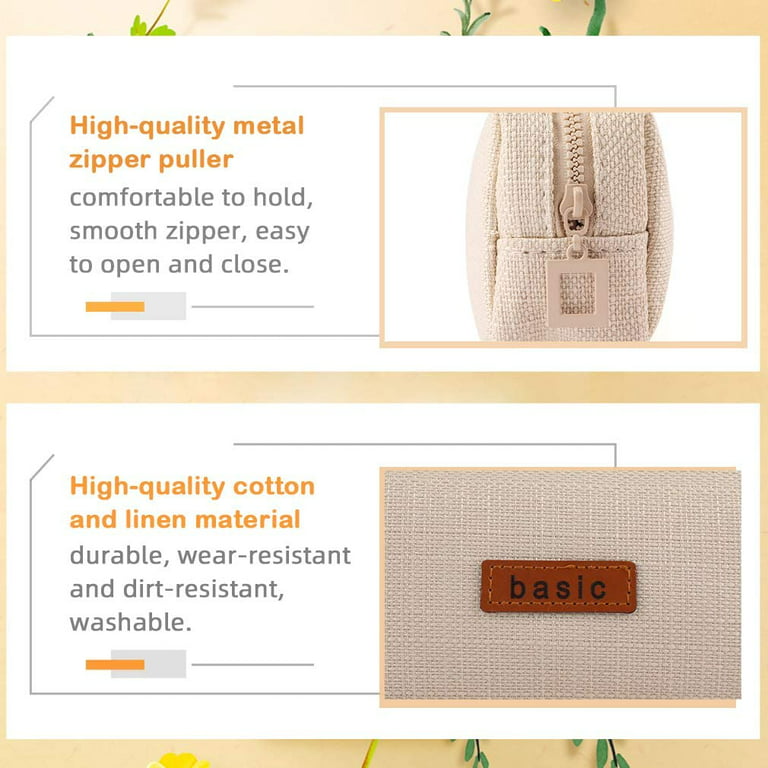 Zippered Pencil Pouch Small Beige Linen Pencil Case Container & Storage for  Office or School Supplies-little Phone/ Make up Case-pen Pouch -  Hong  Kong
