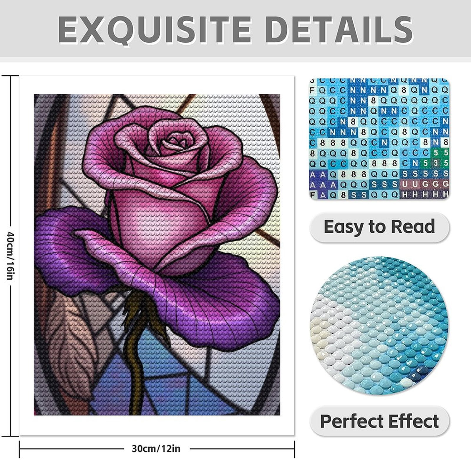Diamond Art Kit for Adults, Abstract Rose Print No.68 Diamond Painting for Adults Beginners, 5D DIY Diamond Art Painting Kits, Colorful Diamond Painting Craft for Home Decor 12x16