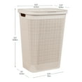 thumbnail image 3 of Mind Reader 60L Slim Laundry Hamper, Clothes Basket, Lid, Linen Design, Plastic, Ivory, 3 of 7