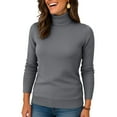 thumbnail image 4 of Turtleneck Sweaters for Women Long Sleeve Dressy Casual Soft Knitted Pullover Tops Fall Winter Clothes Dark Gray L, 4 of 4