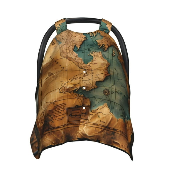 Car Seat Cover Baby - Antique Map Adventure Scene Breathable Infant Car Seat Cover for Baby Carseat, Lightweight Comfort Baby Essentials Must Haves Newborn Stuff for Girl Boy