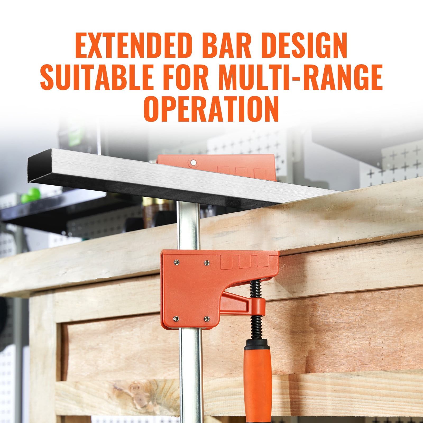 KFFKFF 50" Parallel Bar Clamps, 2-Pack Heavy-Duty F Clamps with 1100 lbs Load Capacity, Durable Plastic and Carbon Steel Construction, Ideal for Woodworking and Metalworking Projects