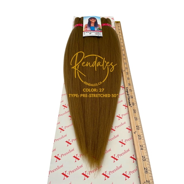 X-Pression 50" 3X Pre-stretched Braids, Braiding Hair Extensions African Kinky, Pre-Cut, Pre-Stretched, Synthetic Fiber, 3 bundles, Soft & Shiny, Ready for Hot Water Use, 240g