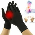 thumbnail image 2 of Graflsoa Copper-Infused Compression Gloves for Arthritis Relief, Joint Support, and Pain Management - Unisex Full Finger Design, Medium Size, Black, 2 of 7