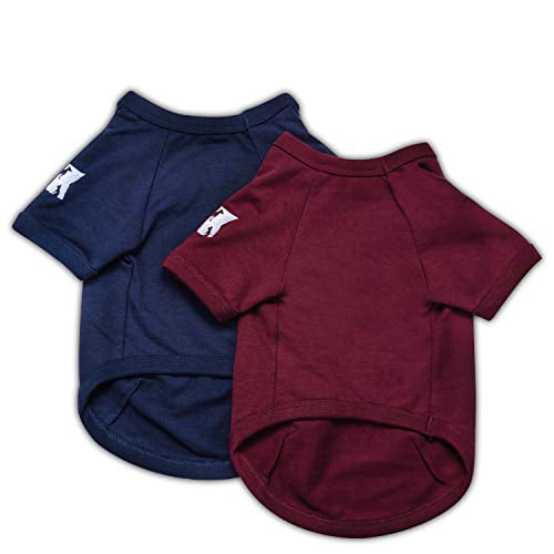 Basic Breathable Hoodie Sweater Bottoming Shirt for Small Dog Cat Puppy Animal Adorable Cozy Apparel Cute Fashion Costume Blue & Red 2 Packs Koneseve Dog Shirts Cotton T-Shirt Soft Clothes