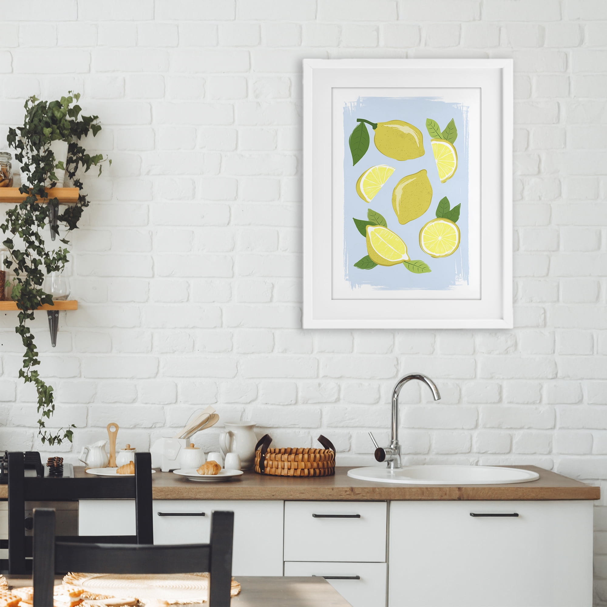 Stupell Industries Pastel Summer Lemons White Framed Print Under Glass, design by Martina Pavlova