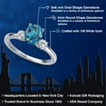 thumbnail image 2 of Gem Stone King 14K White Gold London Blue Topaz and Moissanite Engagement Ring for Women | 1.70 Cttw | Oval 8X6MM | Gemstone November Birthstone | Size 8, 2 of 6