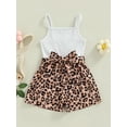 thumbnail image 2 of Franhais Kid Girl Sleeveless Romper, Dot/Floral/Leopard Printed Patchwork Sling Playsuit with Belt, 2 of 8