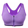 thumbnail image 4 of Women's Zipper Front Closure Sports Bra Racerback Yoga Bras,High Support Sports Bras for Women,Comfortable Wirefree Post-Surgery Bra Purple 3XL, 4 of 9