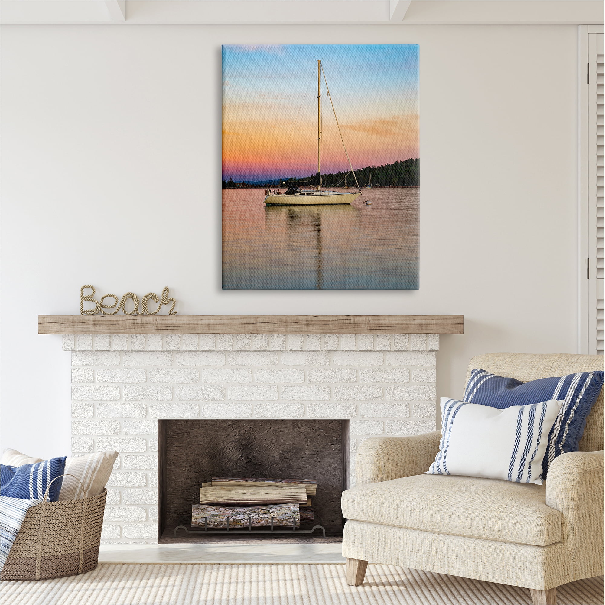 Stupell Industries Sunset Boat Photography Transportation Photography Gallery Wrapped Canvas Art Print Wall Art, 36 x 48