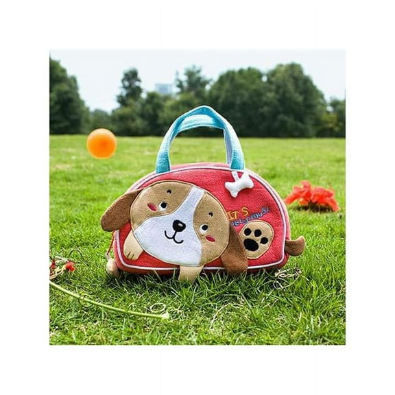 K-18-DOG 7.1 x 4.3 x 2 in. Dog Loves Bone - Embroidered Applique Kids Mini Handbag Cosmetic Bag & Travel Wallet