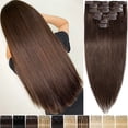 thumbnail image 2 of SEGO Clip in Human Hair Extensions Full Head 100% Real Remy Thick Hair Extensions Silky Straight(7 pcs/15 clips), 2 of 8