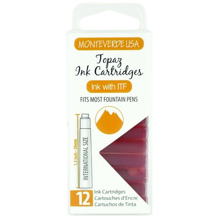 Monteverde G305TO Ink Cartridges Clear Case Gemstone Topaz- Pack of 12