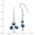 thumbnail image 2 of 925 Sterling Silver Shepherd hook Dark Blue Crystal Lapis Howlite Freshwater Cultured Pearl Earrings 44x9mm Stud Earring, 2 of 2
