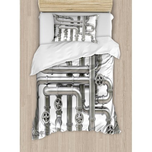 Maze of Pipes Print Details about   Industrial Quilted Bedspread & Pillow Shams Set