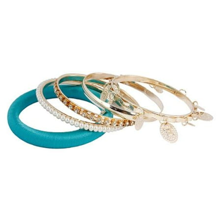 BMC Womens Mix Style Rhinestone Pearl Gold Color Fashion Bangle Bracelets-Set 4