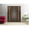 thumbnail image 3 of Sliding Closet Bypass Doors 56 x 80 inches | Planum 1010 Chocolate Ash with Frosted Glass | Sturdy Rails Moldings Trims Hardware Set | Wood Solid Bedroom Wardrobe Doors, 3 of 6