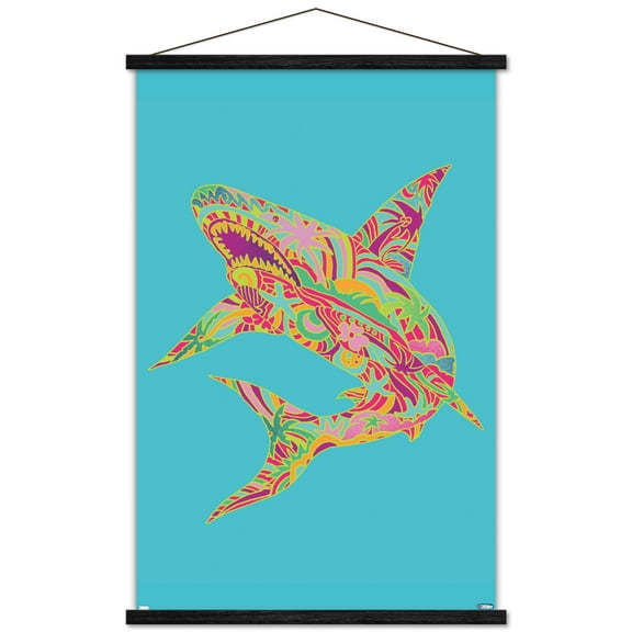 Jim Baldwin - Lily Shark Wall Poster with Magnetic Frame, 22.375" x 34"