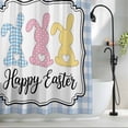 thumbnail image 2 of Happy Easter Standard Shower Curtain Set, Waterproof Shower Curtains for Bathroom, Colorful Rabbits Cartoon Blue Plaid Washable Fabric Bath Curtain for Bathtub Decoration with Hooks 72x72 Inches, 2 of 9