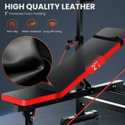 Weight Bench with Resistance Bands Adjustable Bench Folding Bench Press Max Load 600lbs Workout Bench for Home Fitness Strength Training