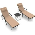 thumbnail image 3 of ALAULM Patio Chaise Lounge Sets Outdoor Armchair Recliner Rattan Adjustable Back 3 Pieces Cushioned Patio Folding Chaise Lounge with Folding Table, 3 of 8