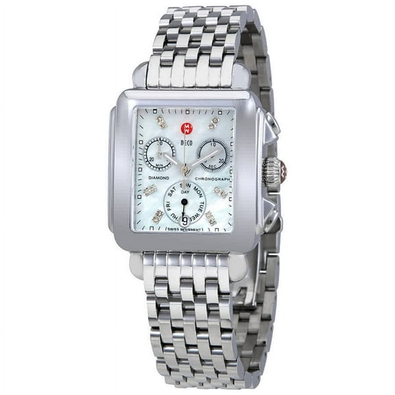 Michele Deco 12 Diamonds Chrono MOP Dial Silver Women's Watch MWW06P000014