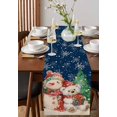 thumbnail image 4 of Blue Christmas Burlap-Cotton Table Runner 72 Inches Long,Snowman Bear Xmas Tree Snowflake Farmhouse Table Runners,Outdoor Dining Tablecloths Decor for Baby Shower Party Wedding 16x72, 4 of 9