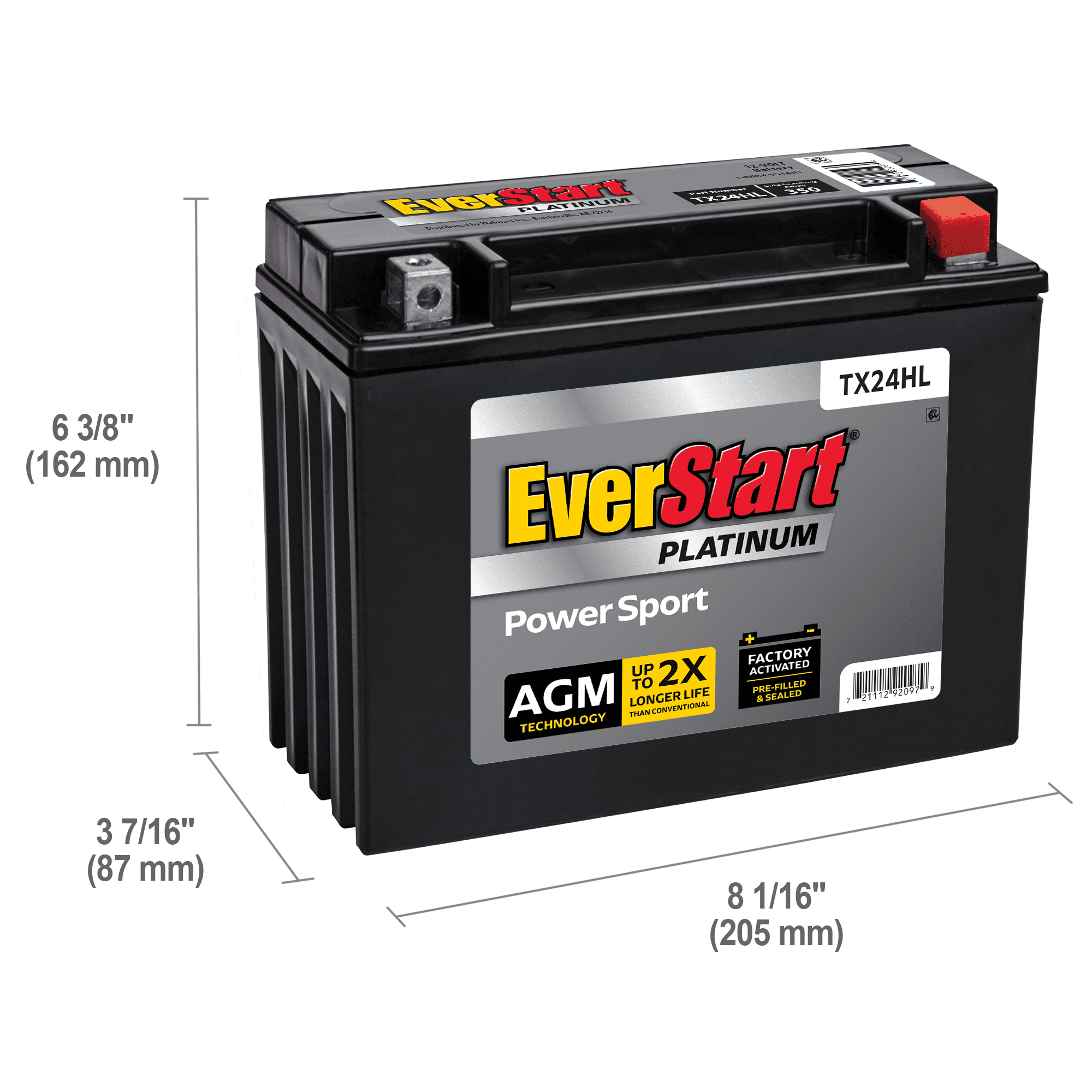 EverStart Platinum BOXED AGM Power Sport Battery, Group Size TX24HL 12 Volt, 350 CCA