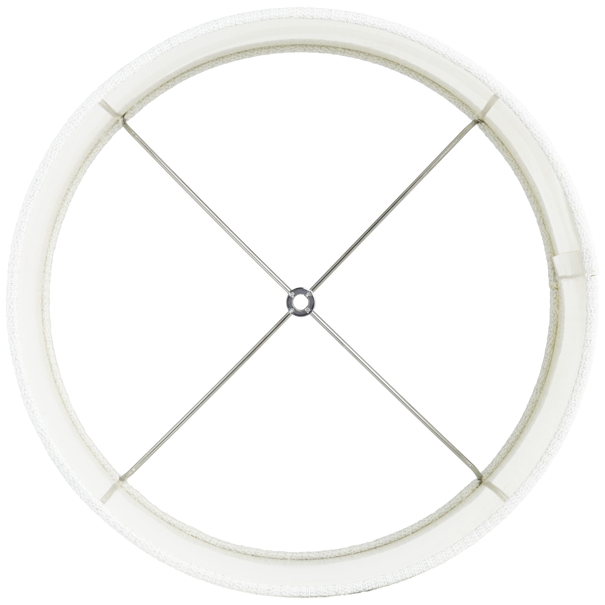 Springcrest White Plastic Weave Medium Drum Lamp Shade 15" Top x 15" Bottom x 11" High (Spider) Replacement with Harp and Finial