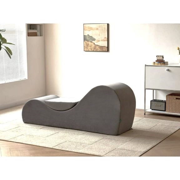 Yoga Chaise Lounge Chair for Stretching, Relaxation & Exercise, Ergonomic Design with Soft Yet Firm High-Density Foam Core, Removable Machine-Washable Cover, Grey
